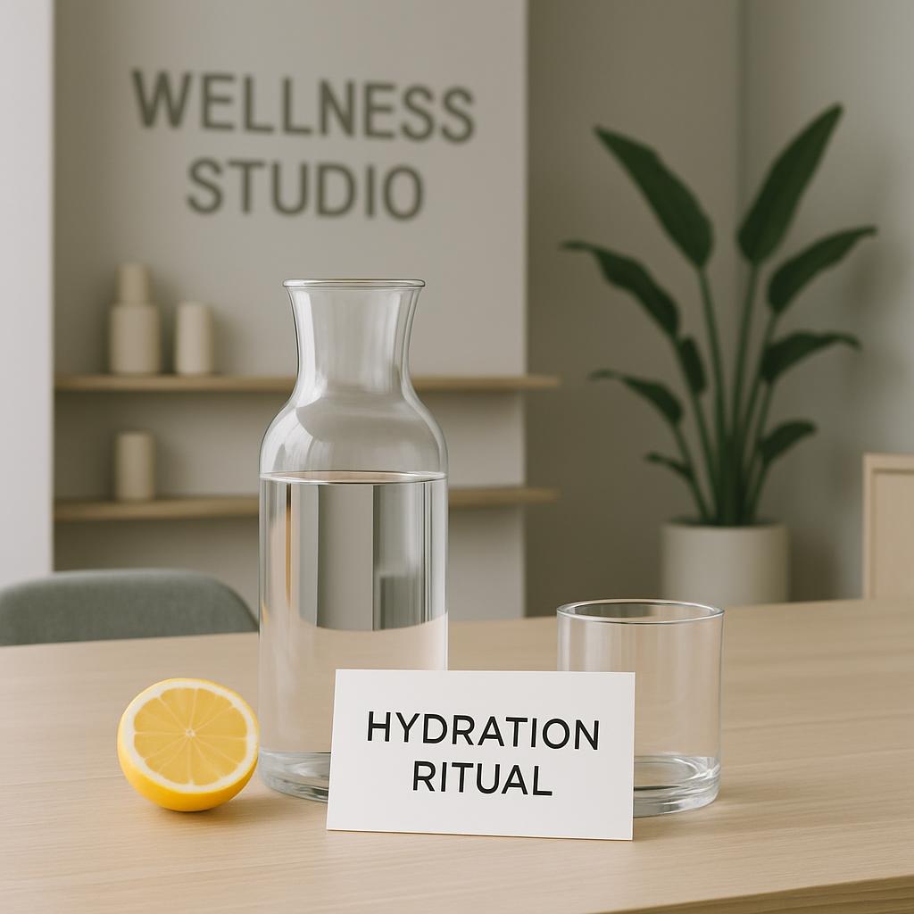 In a room with a peaceful atmosphere, several beakers and vases collect sunlight. Placed centrally on a table is a typical...